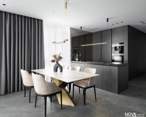 Thiết kế tủ bếp gỗ màu đen hiện đại