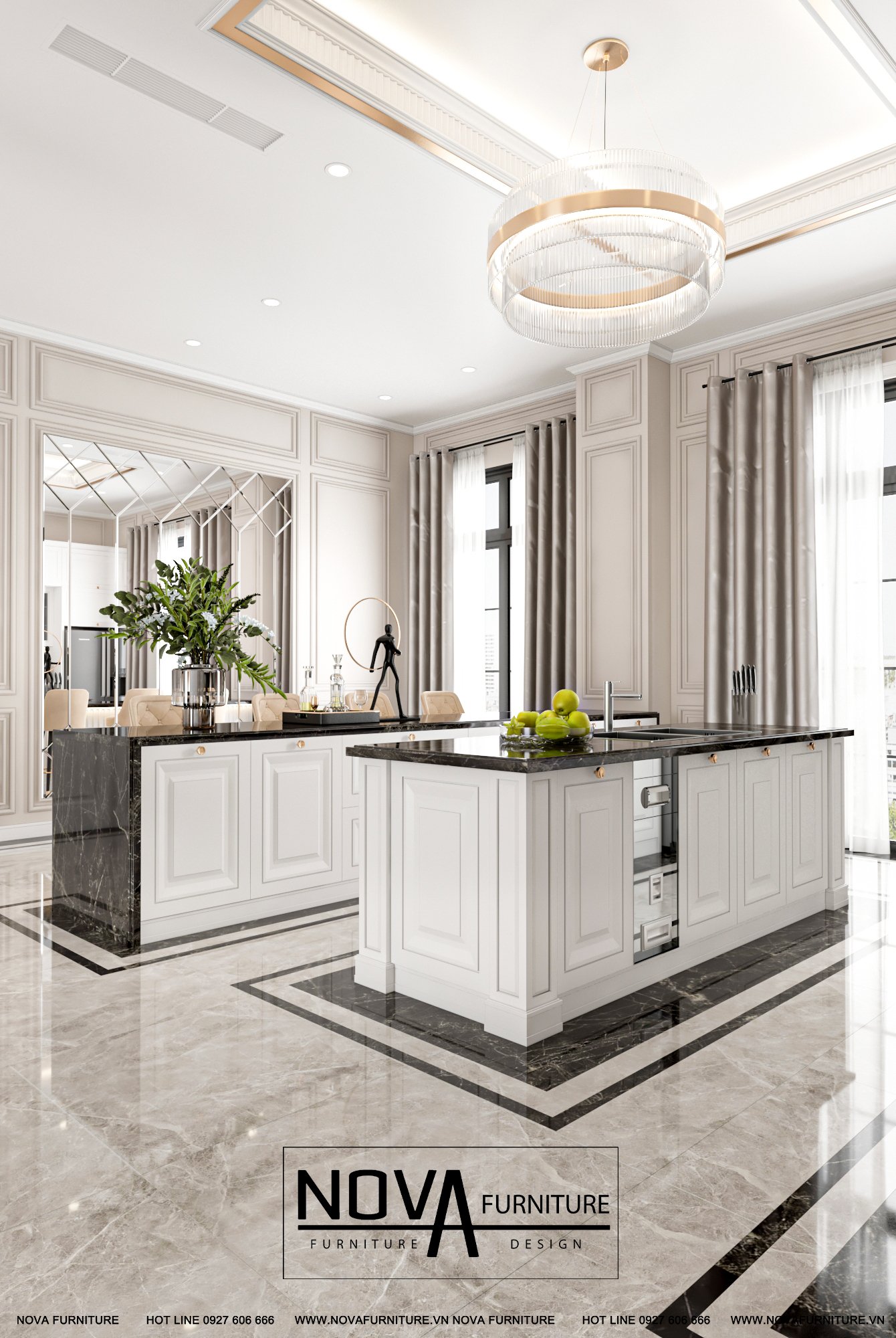 Thiết kế thi công tủ bếp tân cổ điển đẹp Quận 2