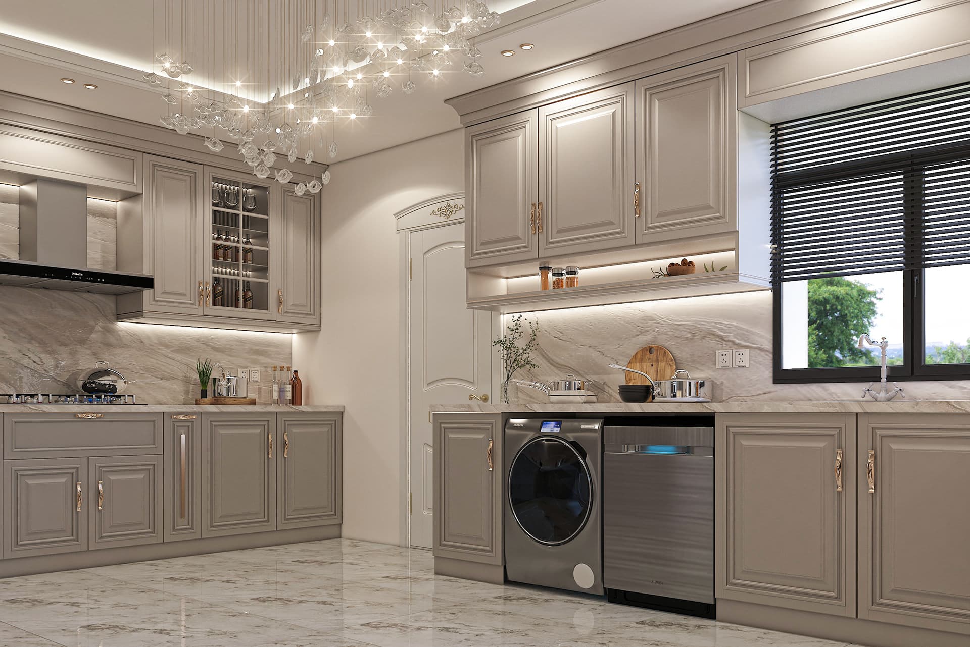 Tủ bếp tân cổ điển Bình Chánh sang trọng đẳng cấp