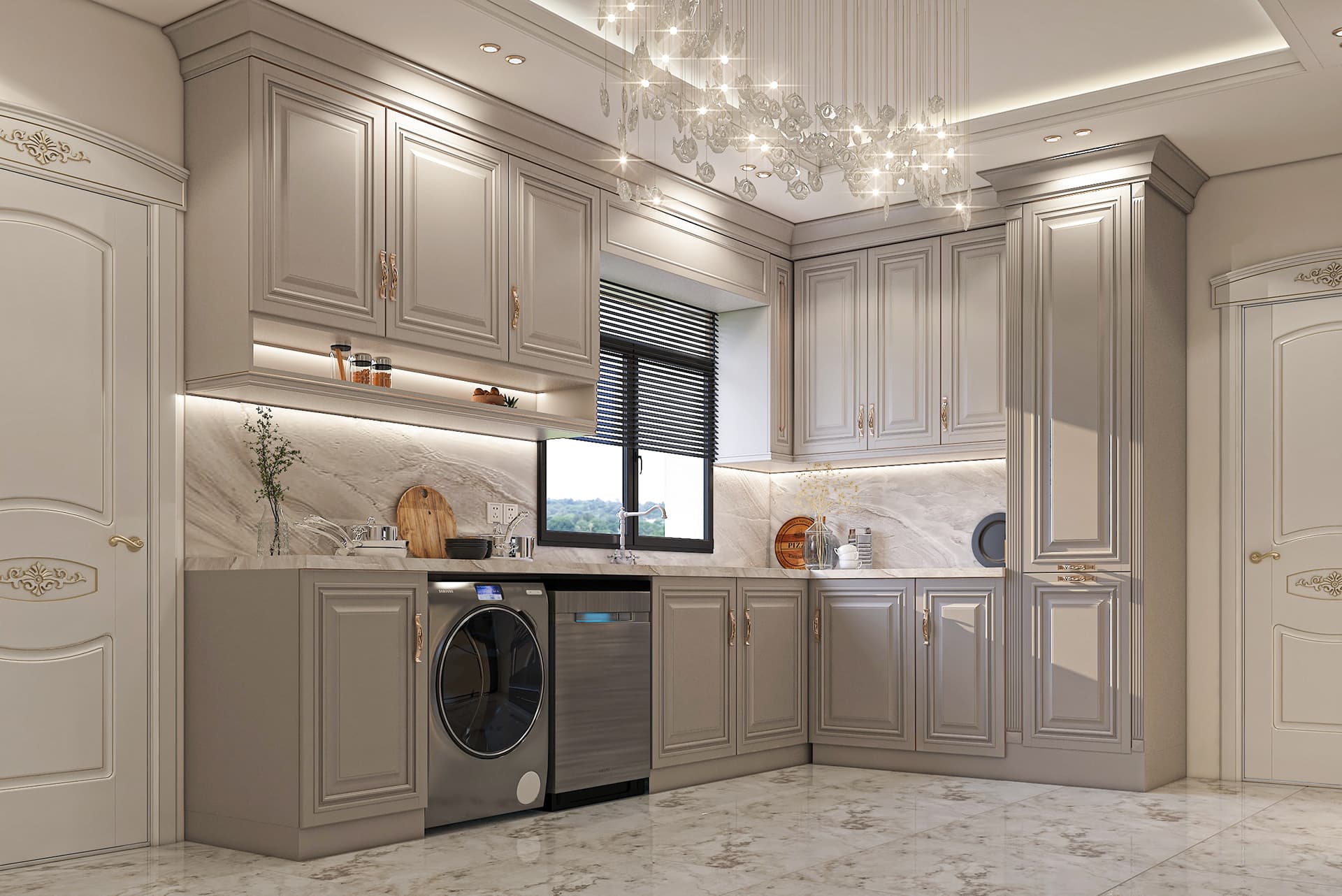 Tủ bếp tân cổ điển Bình Chánh sang trọng đẳng cấp