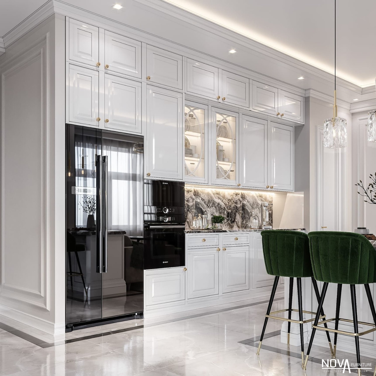 Tủ bếp tân cổ điển sang trọng hiện đại HCM