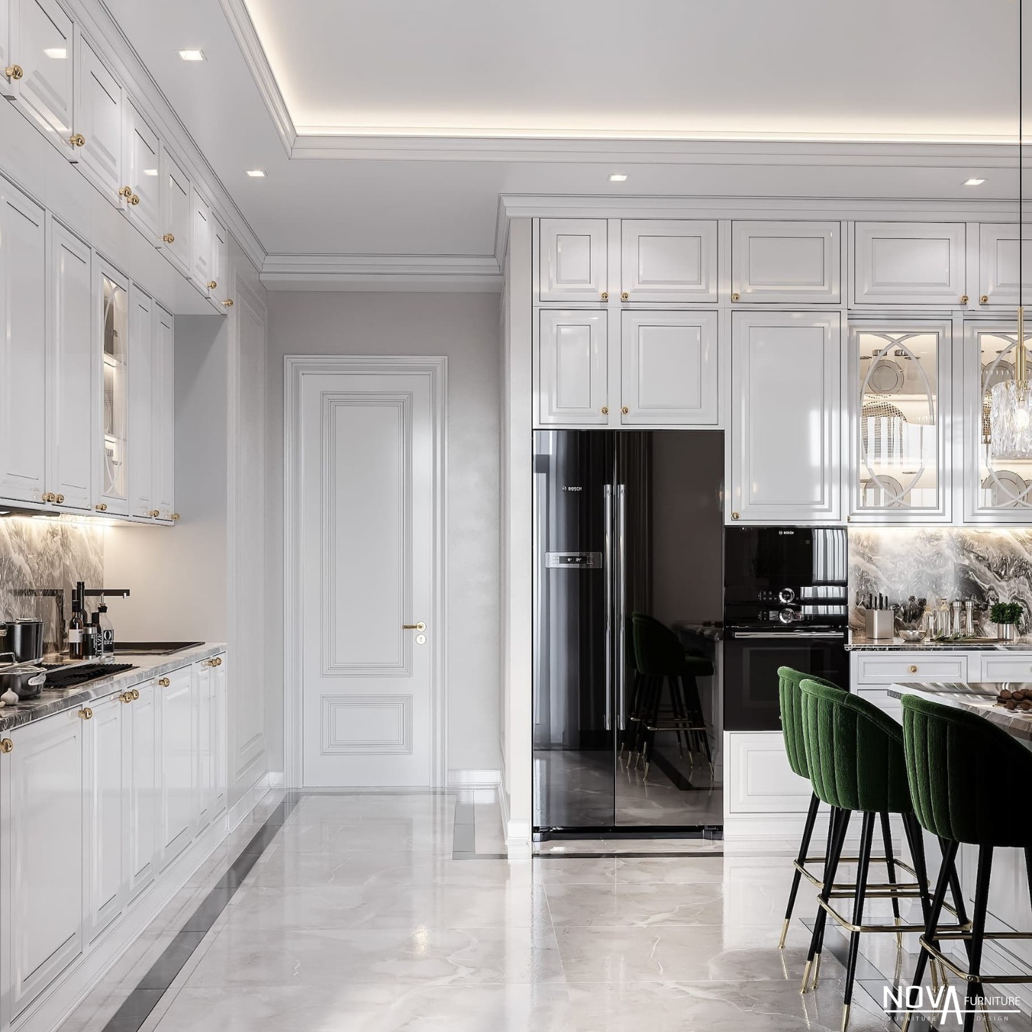 Tủ bếp tân cổ điển sang trọng hiện đại HCM
