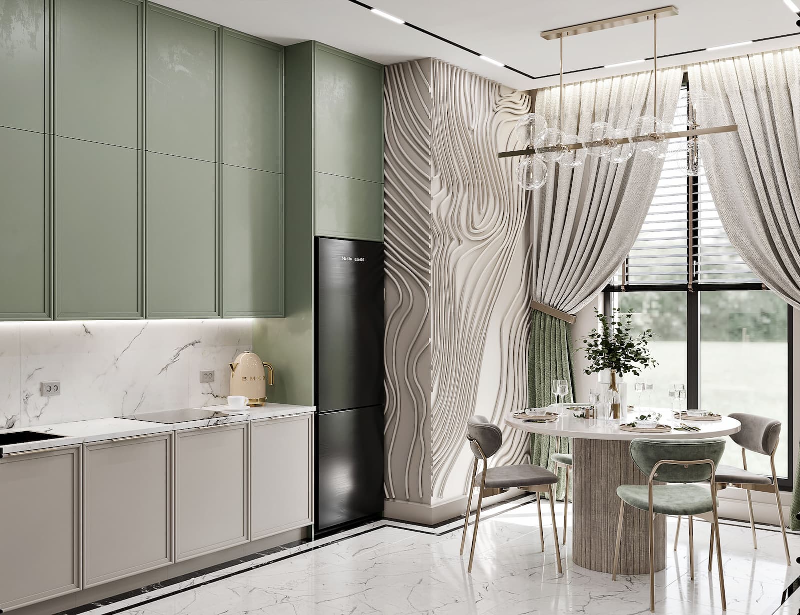Tủ bếp tân cổ điển theo phong cách riêng của khách hàng