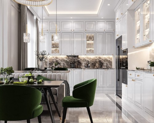 Tủ bếp tân cổ điển sang trọng hiện đại HCM