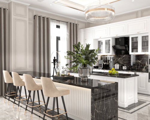 Thiết kế thi công tủ bếp tân cổ điển đẹp Quận 2