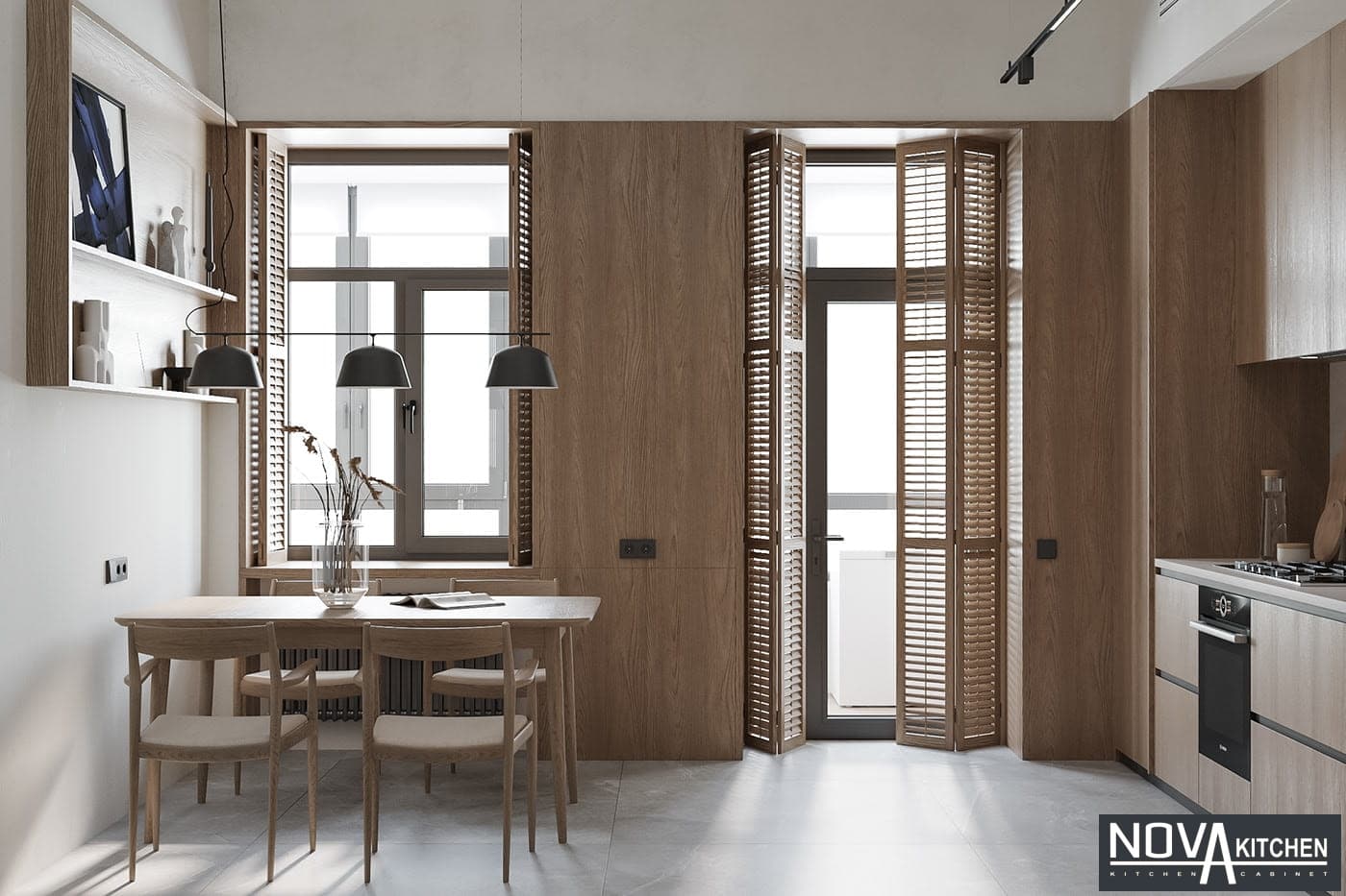 Thiết kế thi công tủ bếp MDF vân gỗ đẹp